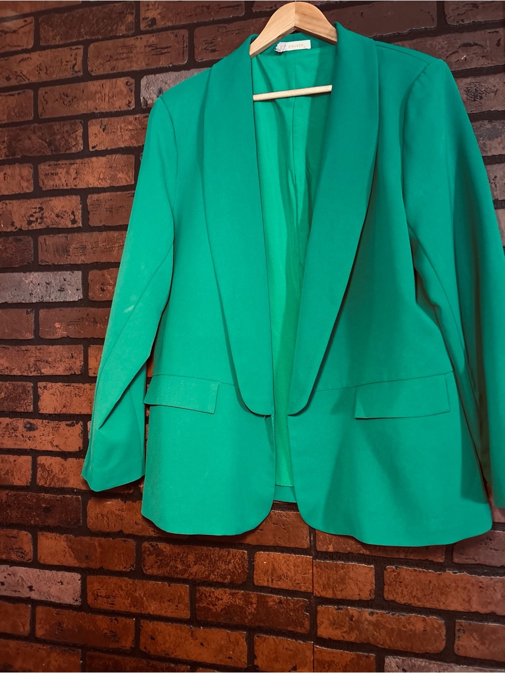 Amazon Women's Bright Green Open-Front Blazer